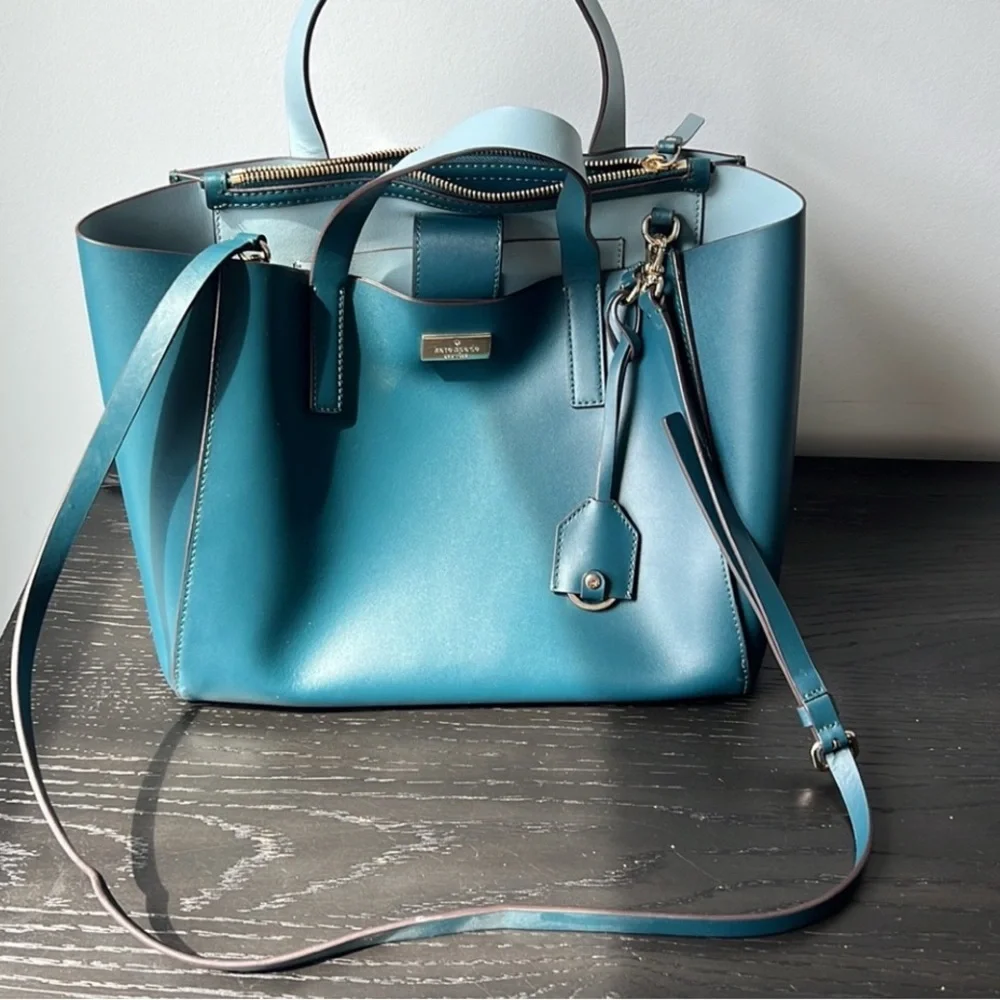 KATE SPADE Putnam Drive Nelle Convertible Work Commuter Tote Teal MSRP: $348 - Picture 6 of 16